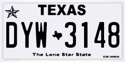 TX license plate DYW3148