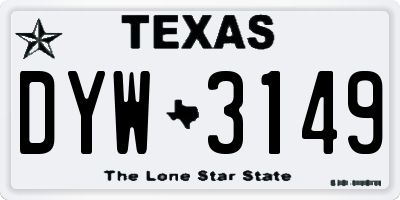 TX license plate DYW3149