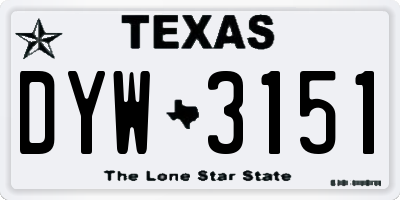 TX license plate DYW3151