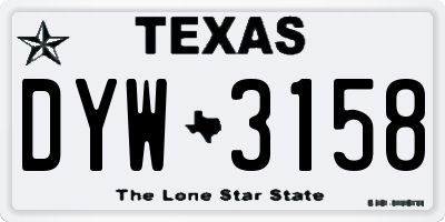 TX license plate DYW3158