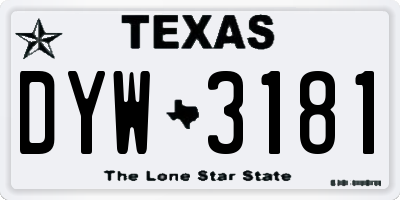 TX license plate DYW3181
