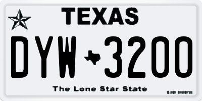 TX license plate DYW3200