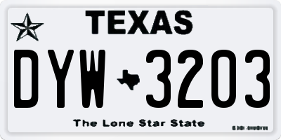 TX license plate DYW3203