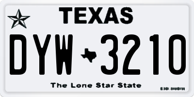 TX license plate DYW3210