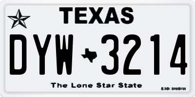 TX license plate DYW3214