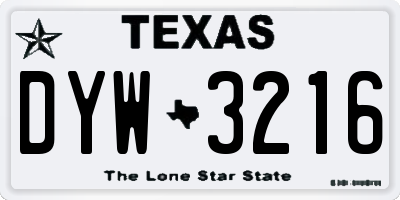 TX license plate DYW3216