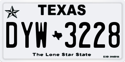 TX license plate DYW3228