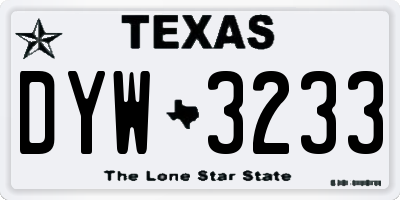 TX license plate DYW3233