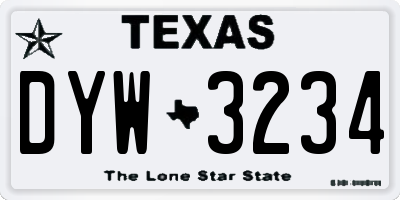 TX license plate DYW3234
