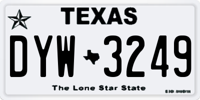 TX license plate DYW3249