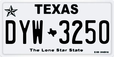 TX license plate DYW3250