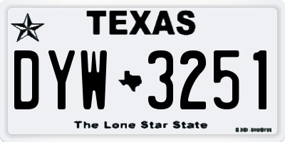 TX license plate DYW3251