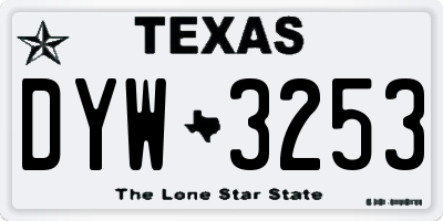 TX license plate DYW3253