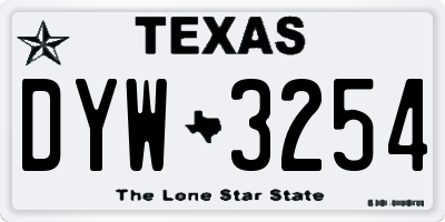 TX license plate DYW3254