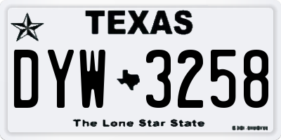 TX license plate DYW3258