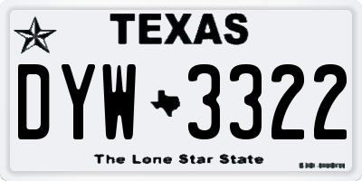 TX license plate DYW3322
