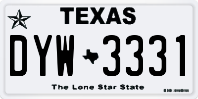 TX license plate DYW3331