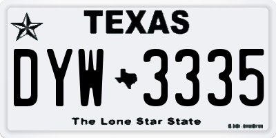 TX license plate DYW3335