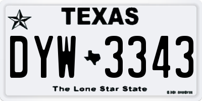 TX license plate DYW3343