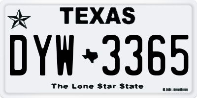 TX license plate DYW3365