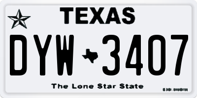TX license plate DYW3407
