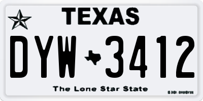 TX license plate DYW3412