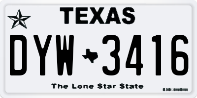 TX license plate DYW3416