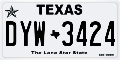 TX license plate DYW3424