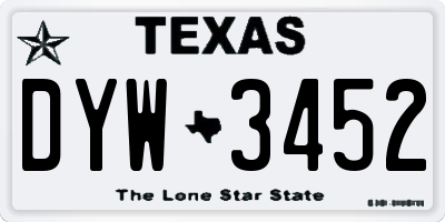 TX license plate DYW3452