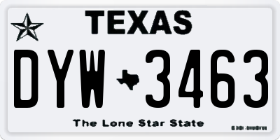 TX license plate DYW3463
