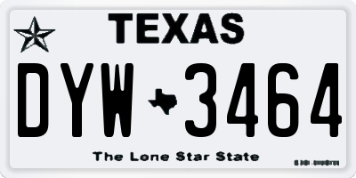 TX license plate DYW3464