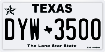 TX license plate DYW3500
