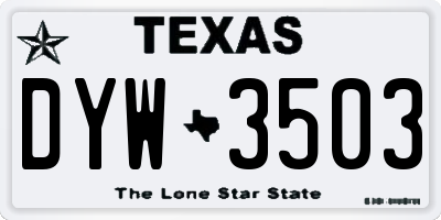 TX license plate DYW3503