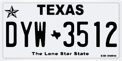 TX license plate DYW3512