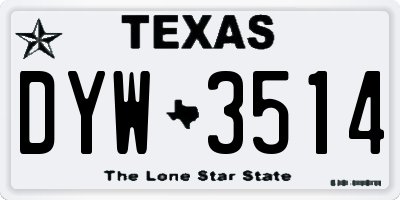 TX license plate DYW3514