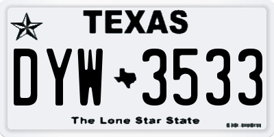 TX license plate DYW3533