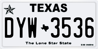 TX license plate DYW3536