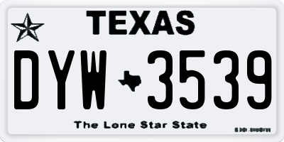 TX license plate DYW3539
