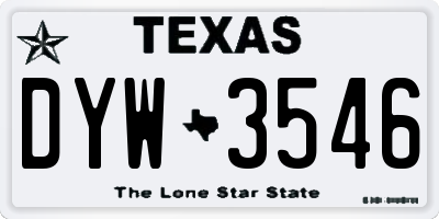 TX license plate DYW3546
