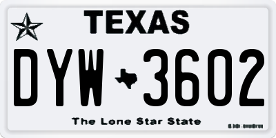 TX license plate DYW3602