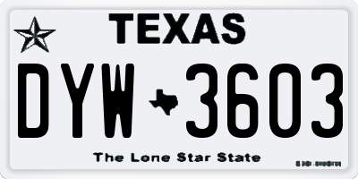 TX license plate DYW3603