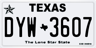 TX license plate DYW3607