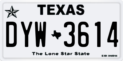 TX license plate DYW3614