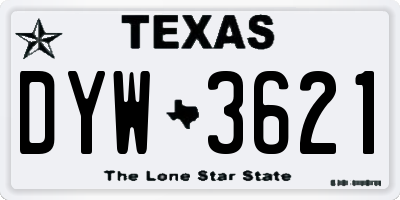 TX license plate DYW3621