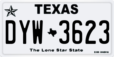 TX license plate DYW3623