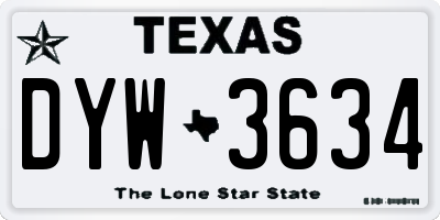 TX license plate DYW3634