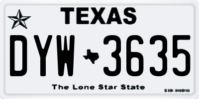 TX license plate DYW3635