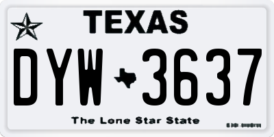 TX license plate DYW3637