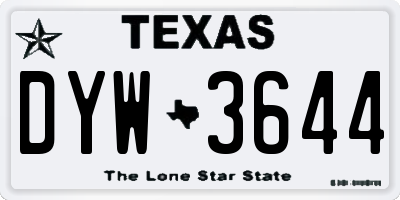 TX license plate DYW3644
