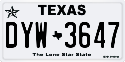 TX license plate DYW3647